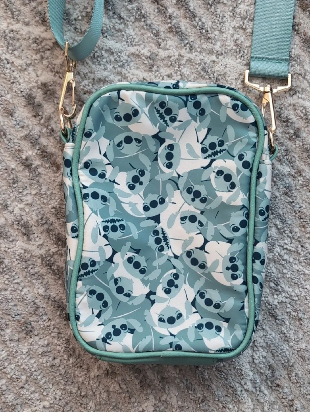 Disney Lilo & Stitch Crossbody Phone Bag in Sage Cartoon Print